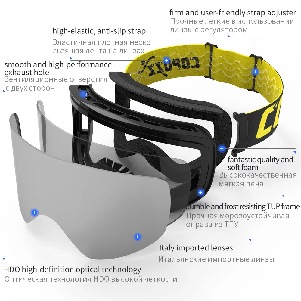 Ski Goggles – Anti-Fog, UV400 Protection, OTG, Cylindrical Lens