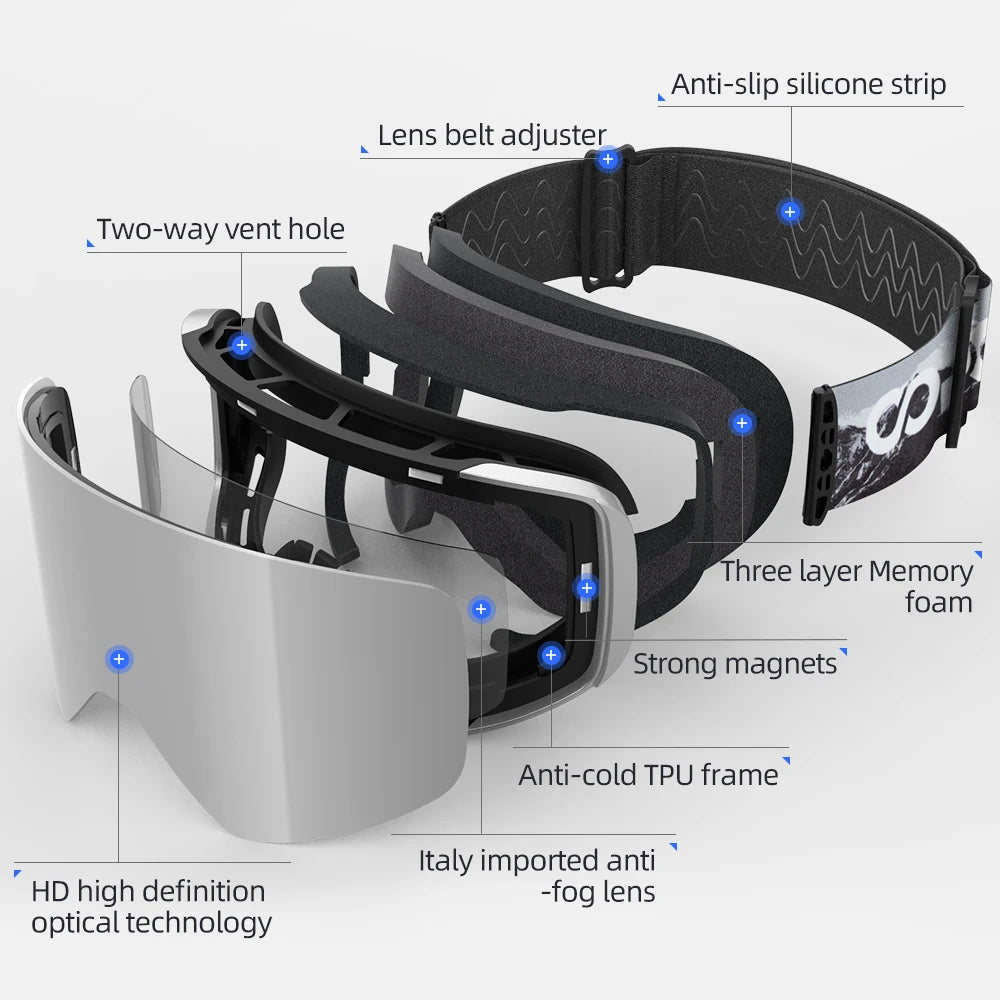 Ski Goggles – Magnetic Lens Change, Anti-Fog, UV400 Protection