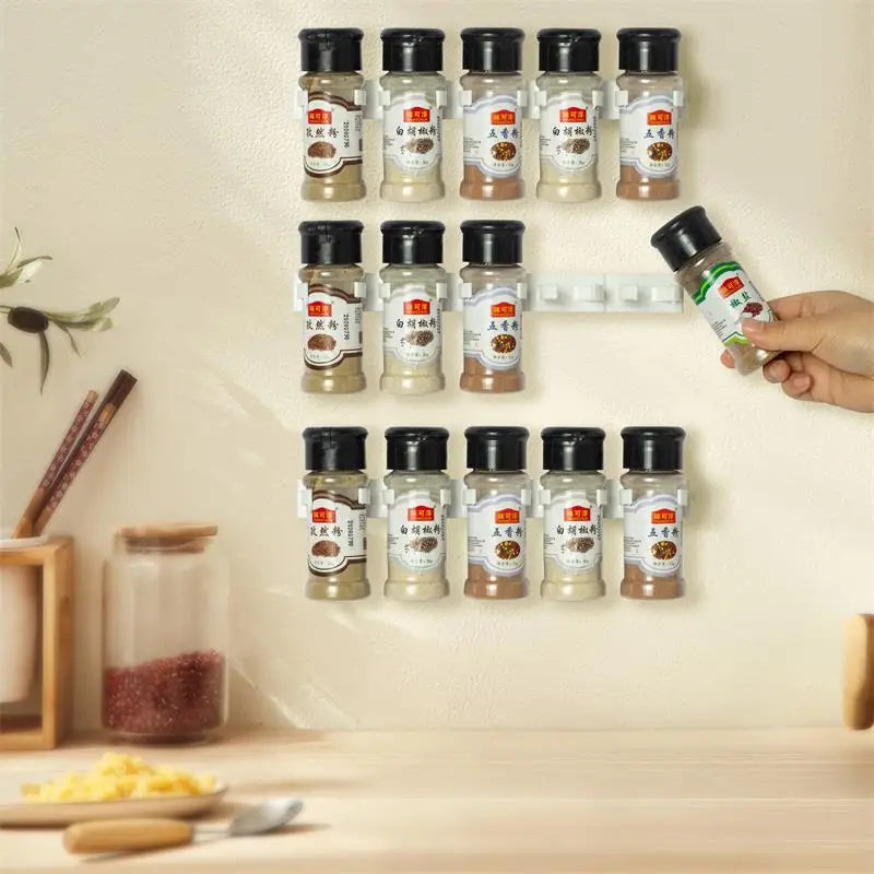 2x Grey Wall-Mounted Spice Jar Rack