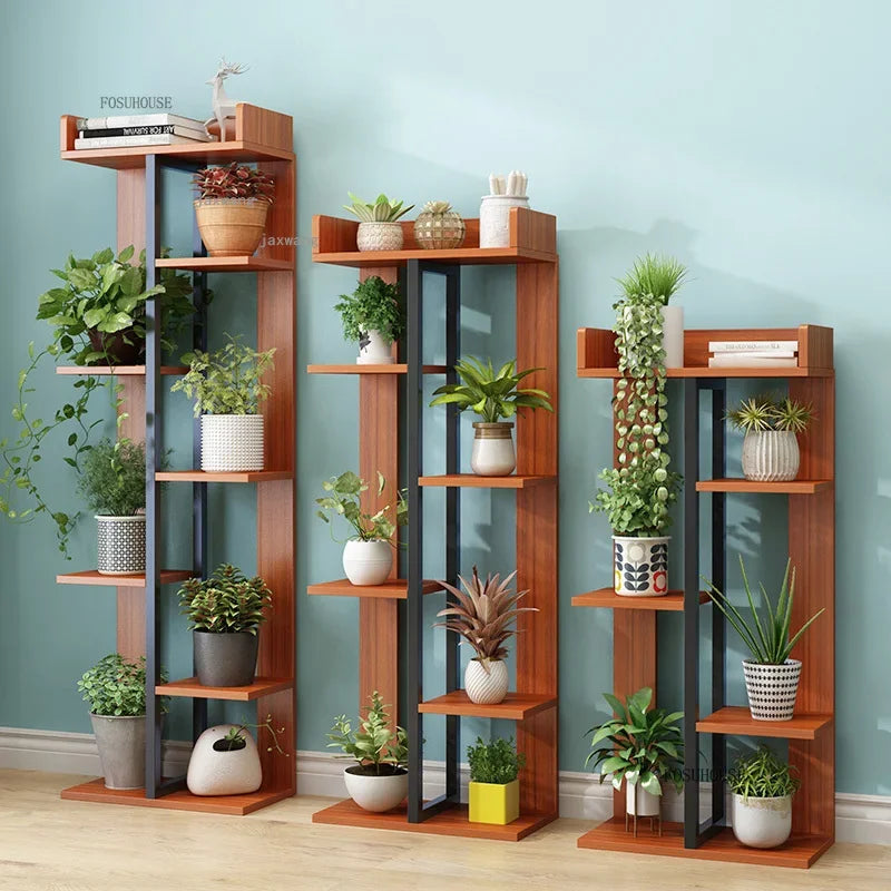 Multi-Layer Wooden Plant Shelf