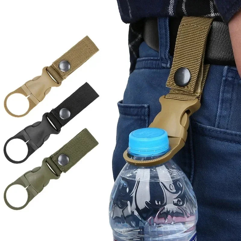Outdoor Webbing Buckle Bottle Holder with Carabiner