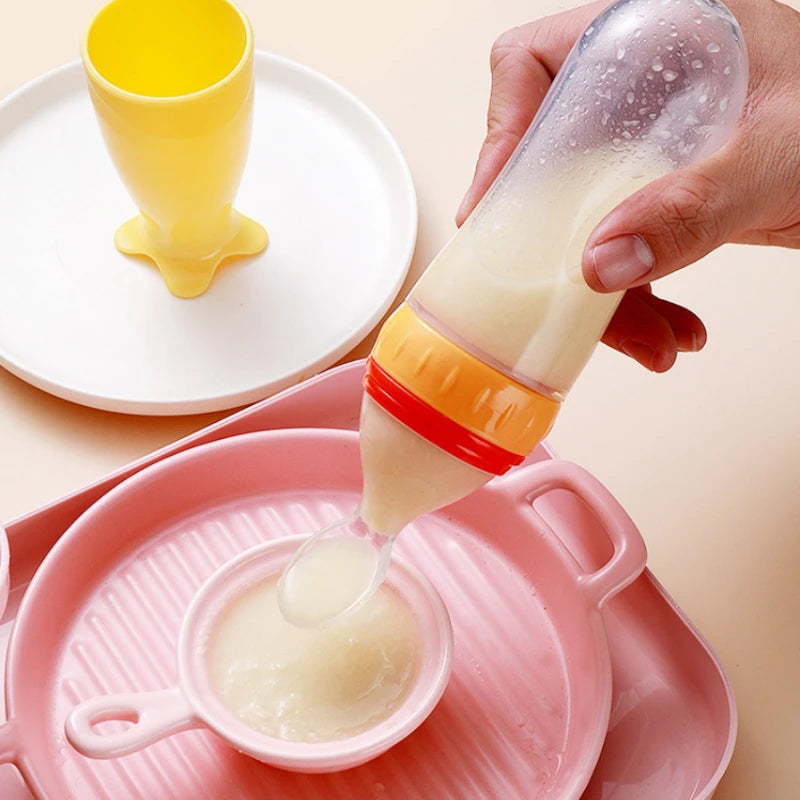 Silicone Baby Bottle with Spoon