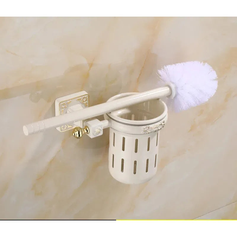 Antique Wall-Mounted Toilet Brush Holder Set