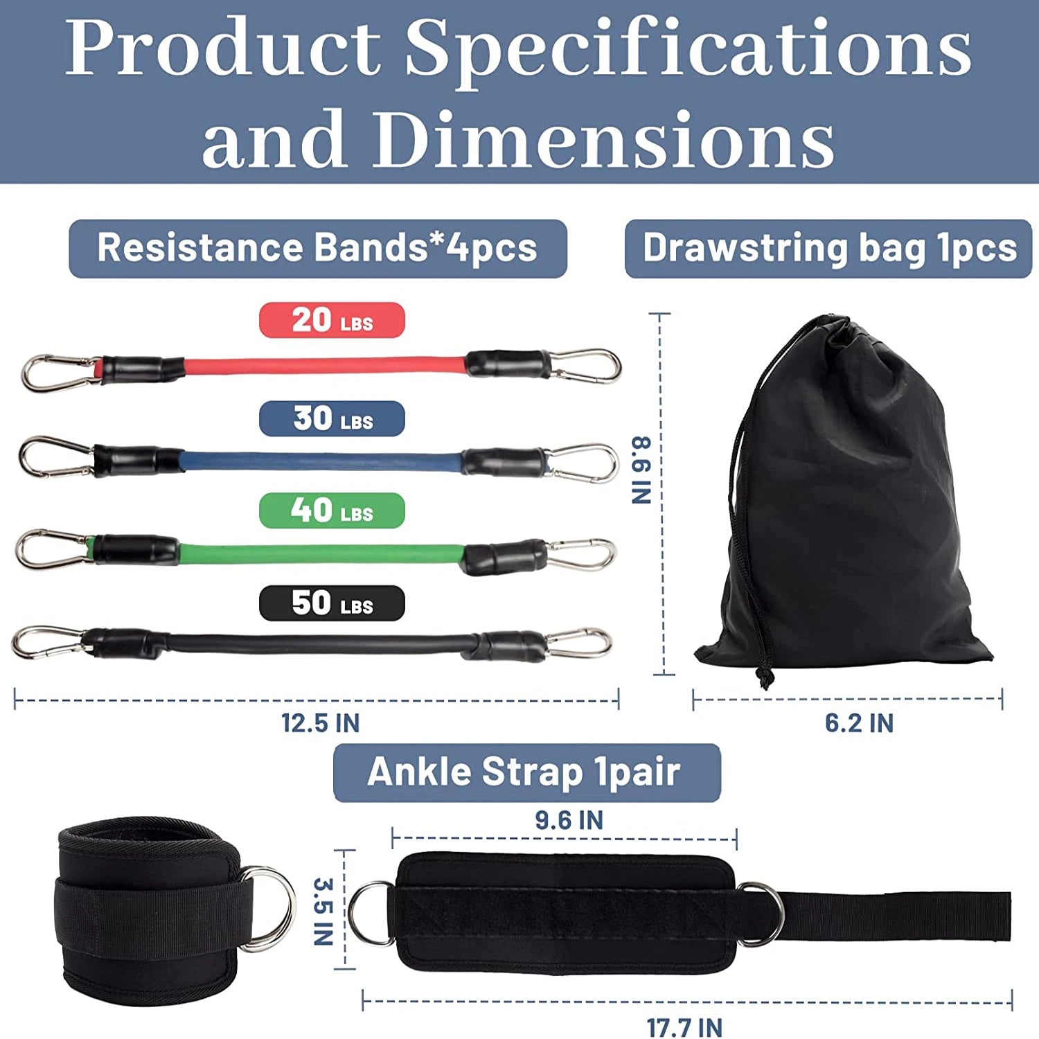 7-Piece Resistance Band Set with Ankle Straps
