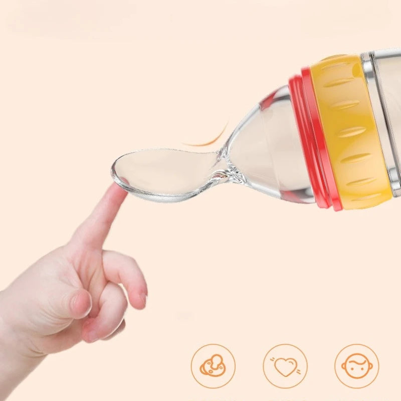 Silicone Baby Bottle with Spoon