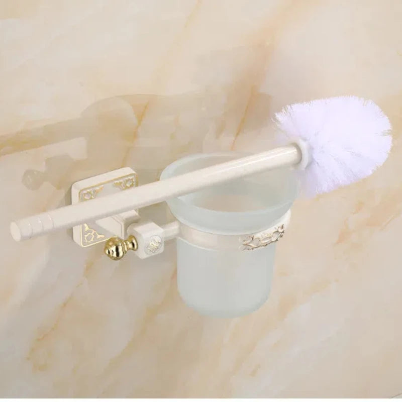 Antique Wall-Mounted Toilet Brush Holder Set