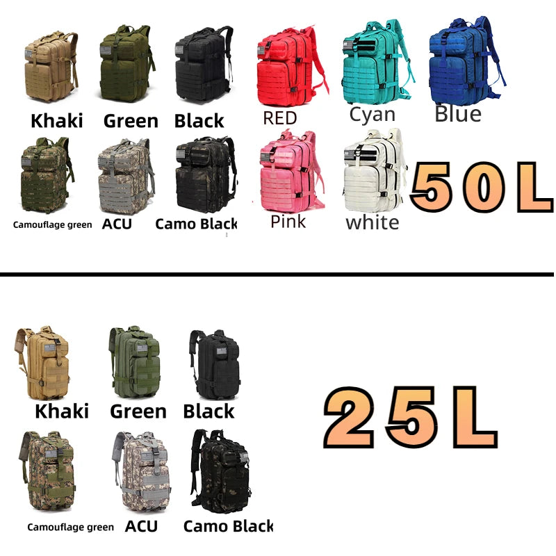 25L / 50L Waterproof Tactical Backpack