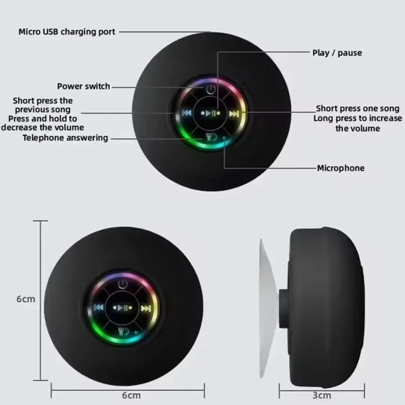 Waterproof Bluetooth Speaker with Suction Cup