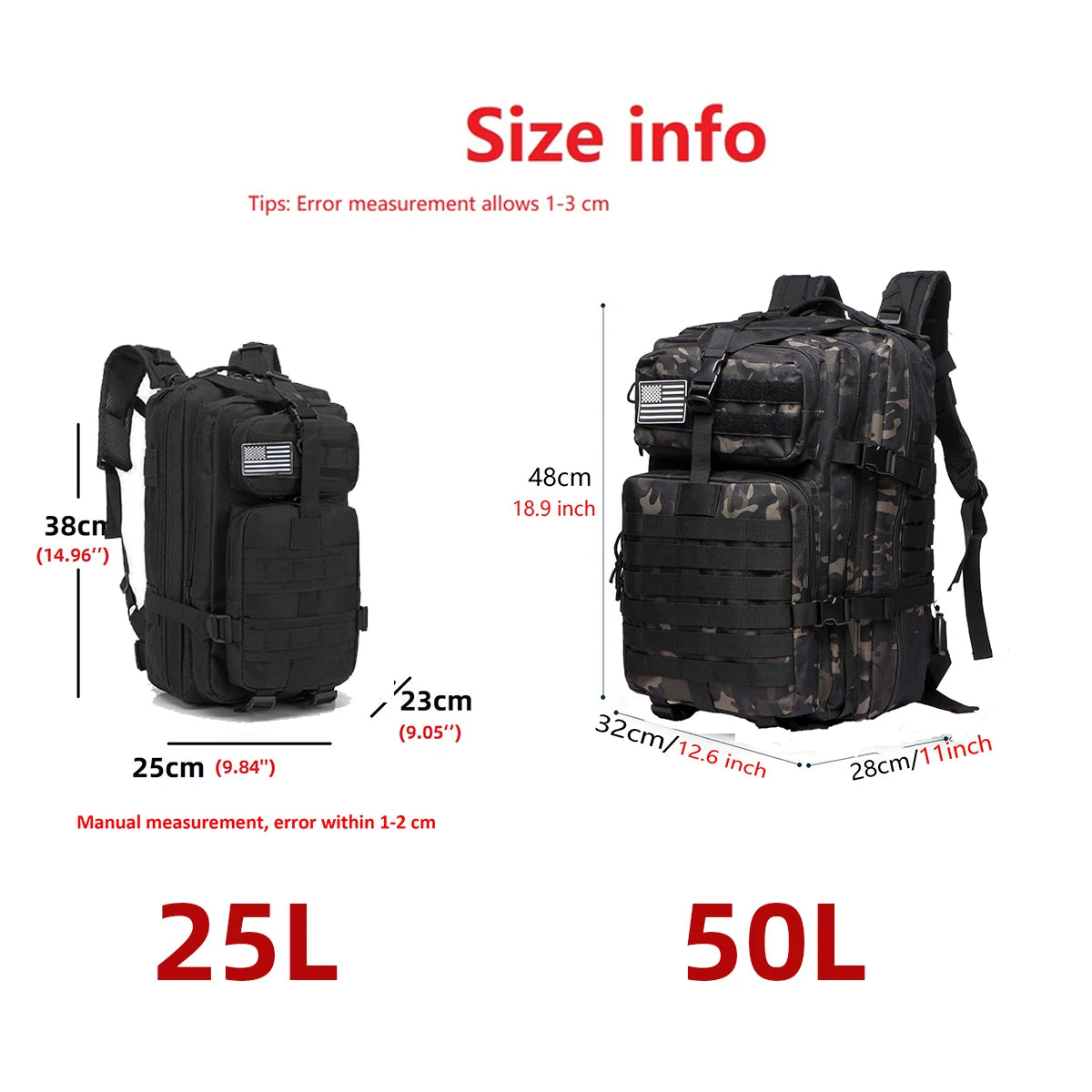 25L / 50L Waterproof Tactical Backpack