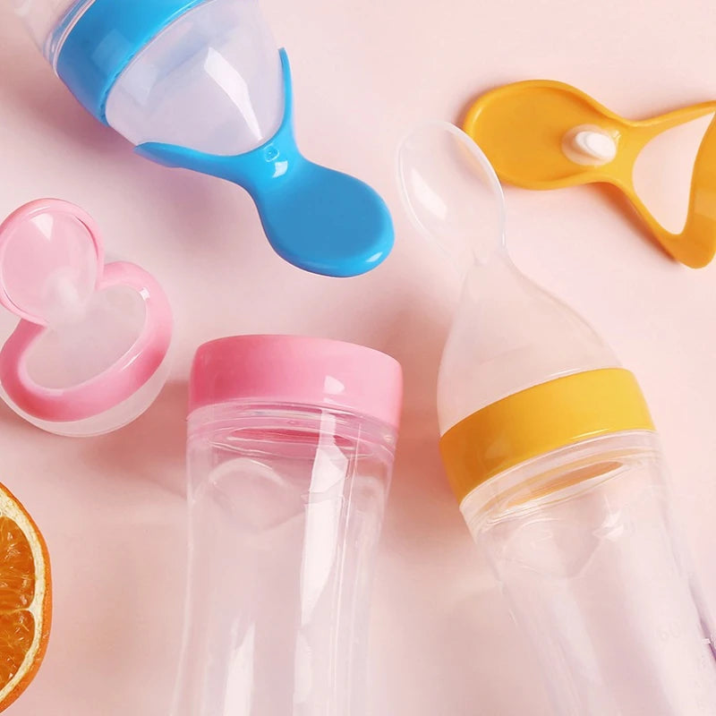 Silicone Baby Bottle with Spoon