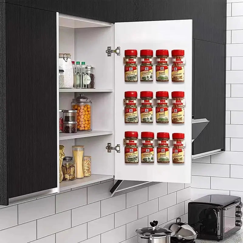 2x Grey Wall-Mounted Spice Jar Rack