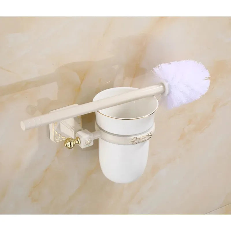 Antique Wall-Mounted Toilet Brush Holder Set