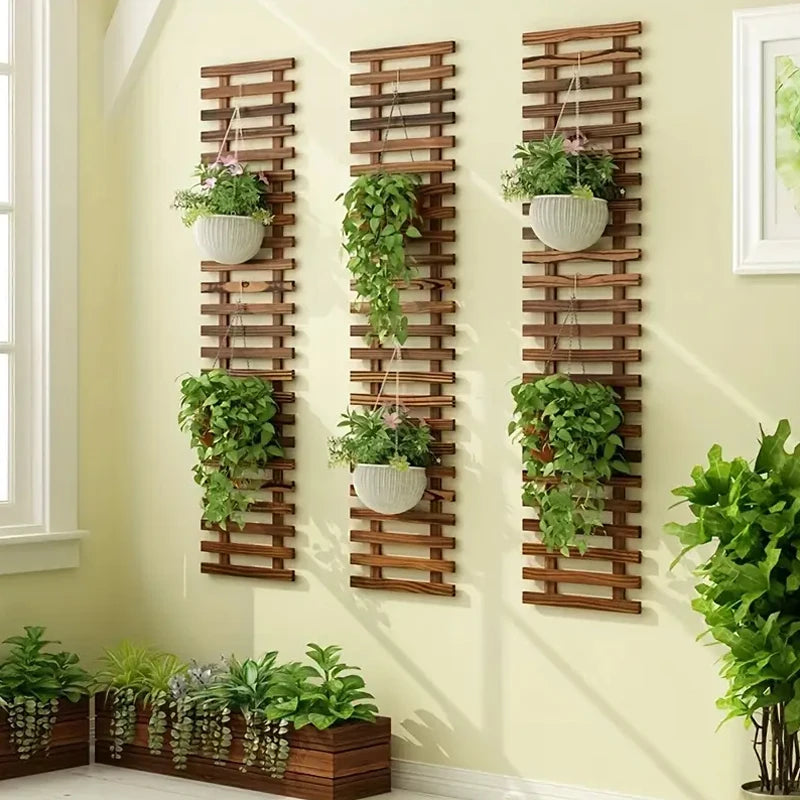 Bohemian Wooden Grid Flower Rack