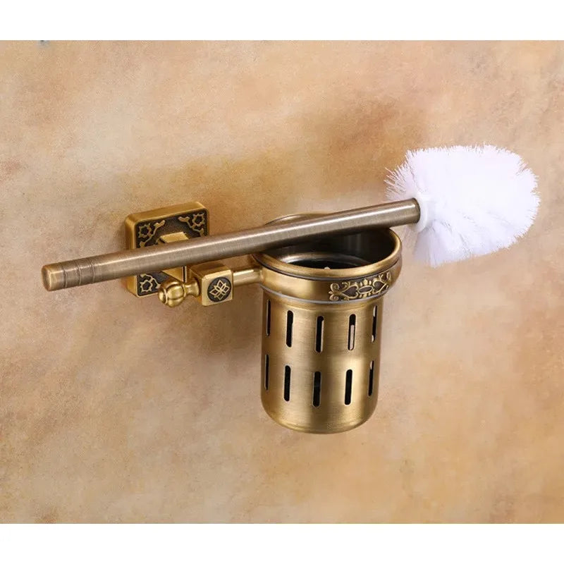 Antique Wall-Mounted Toilet Brush Holder Set