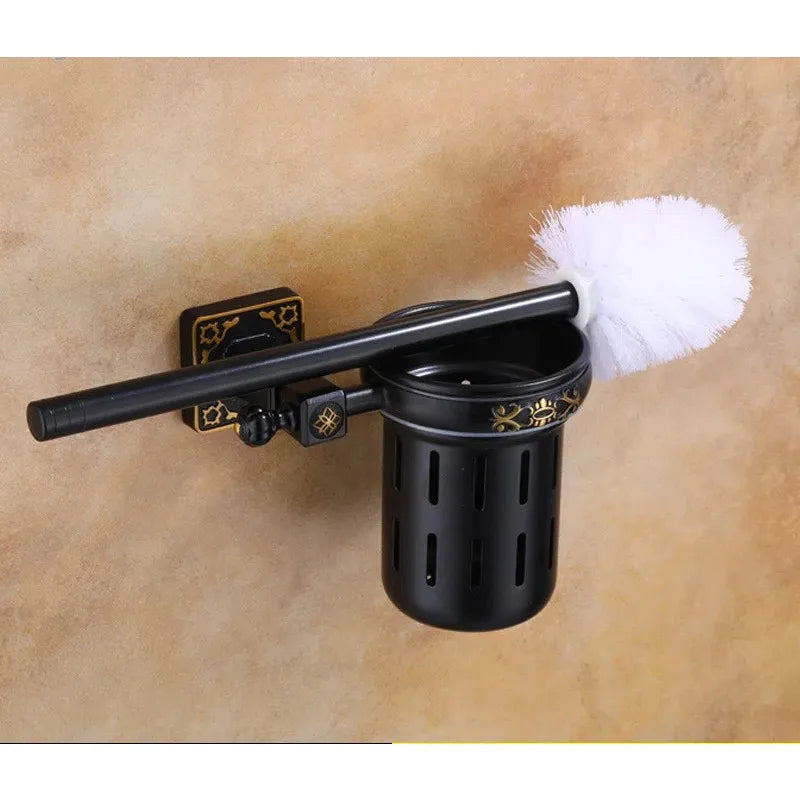 Antique Wall-Mounted Toilet Brush Holder Set