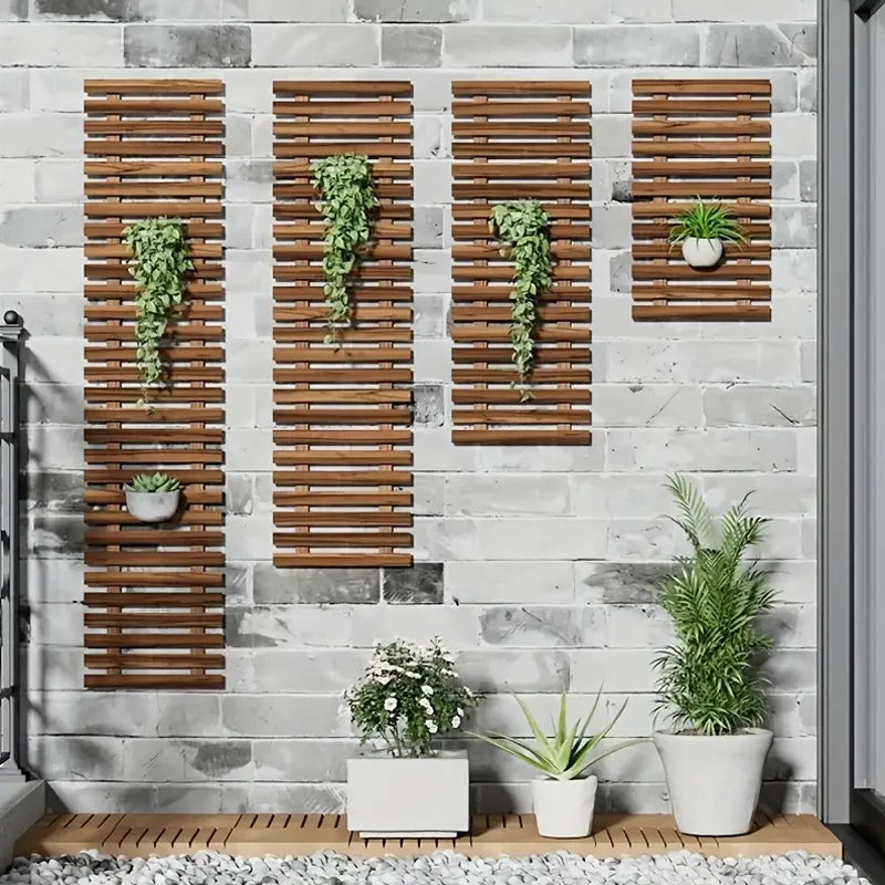 Bohemian Wooden Grid Flower Rack